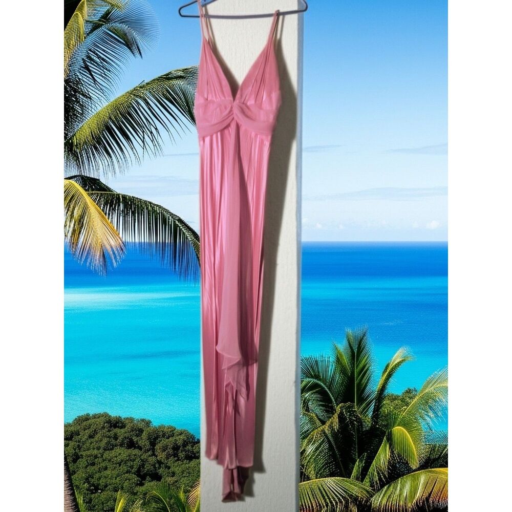 Vintage Zum Zum by Niki Livas Pink Ruched Halter Gown | Y2K, Prom, Size 9/10